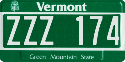 VT license plate ZZZ174