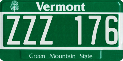 VT license plate ZZZ176
