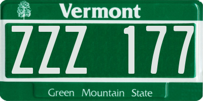 VT license plate ZZZ177