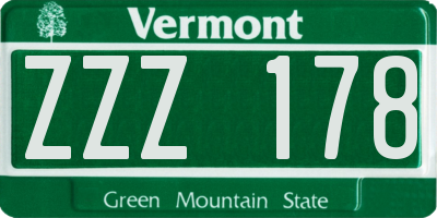 VT license plate ZZZ178