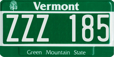 VT license plate ZZZ185