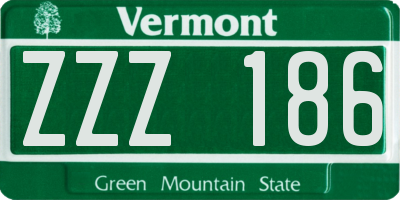 VT license plate ZZZ186