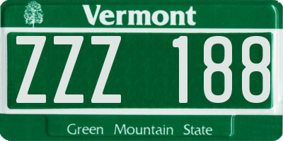 VT license plate ZZZ188