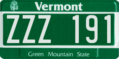 VT license plate ZZZ191