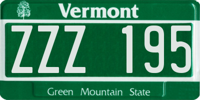 VT license plate ZZZ195