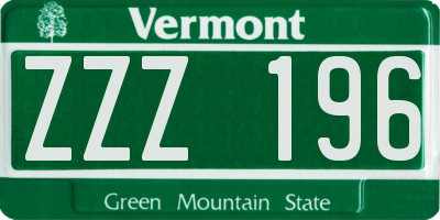 VT license plate ZZZ196