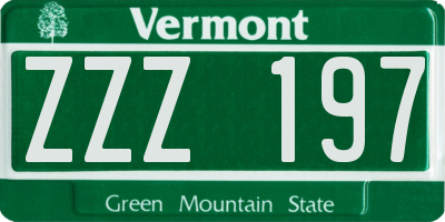 VT license plate ZZZ197