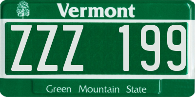 VT license plate ZZZ199