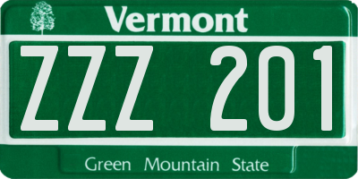 VT license plate ZZZ201