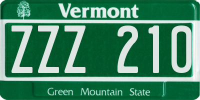 VT license plate ZZZ210