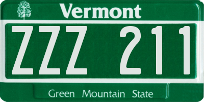 VT license plate ZZZ211