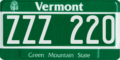 VT license plate ZZZ220