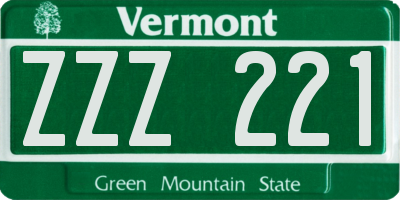 VT license plate ZZZ221