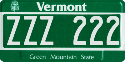 VT license plate ZZZ222