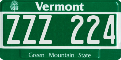 VT license plate ZZZ224