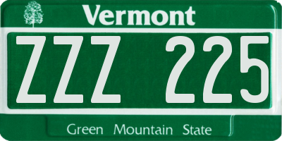 VT license plate ZZZ225