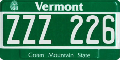 VT license plate ZZZ226