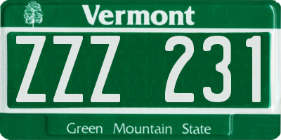 VT license plate ZZZ231