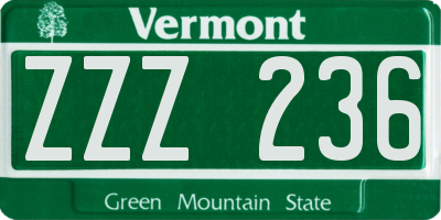 VT license plate ZZZ236