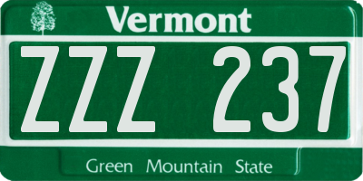 VT license plate ZZZ237