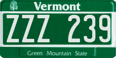 VT license plate ZZZ239