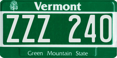 VT license plate ZZZ240