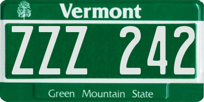 VT license plate ZZZ242