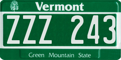VT license plate ZZZ243