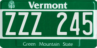 VT license plate ZZZ245
