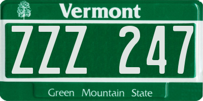 VT license plate ZZZ247