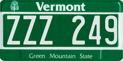 VT license plate ZZZ249