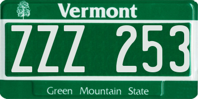 VT license plate ZZZ253
