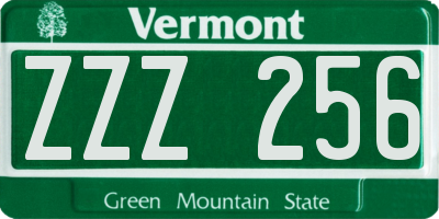 VT license plate ZZZ256