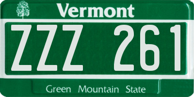 VT license plate ZZZ261