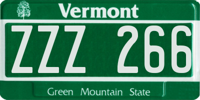 VT license plate ZZZ266