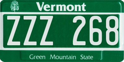 VT license plate ZZZ268