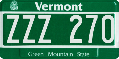 VT license plate ZZZ270