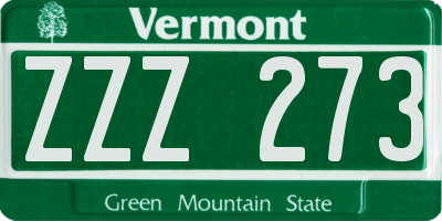 VT license plate ZZZ273