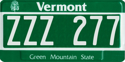 VT license plate ZZZ277