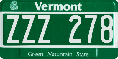VT license plate ZZZ278