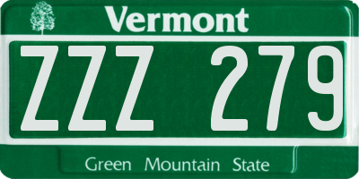 VT license plate ZZZ279