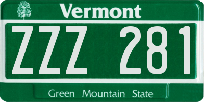 VT license plate ZZZ281