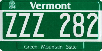 VT license plate ZZZ282