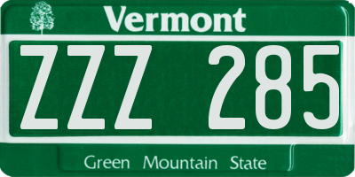 VT license plate ZZZ285