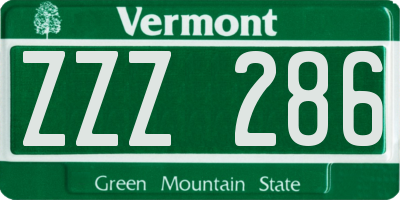 VT license plate ZZZ286