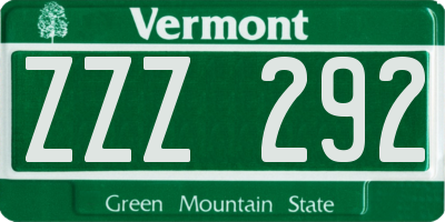 VT license plate ZZZ292