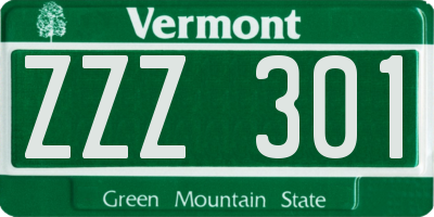 VT license plate ZZZ301