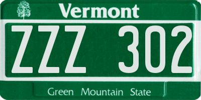 VT license plate ZZZ302