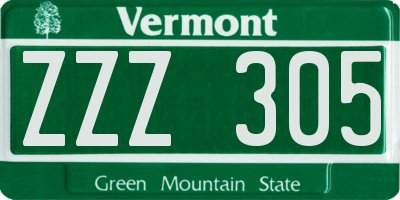 VT license plate ZZZ305