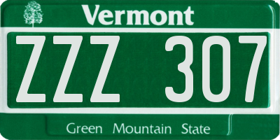 VT license plate ZZZ307